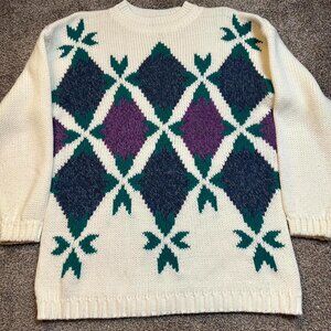 Vintage Cottage Core‎ Geometric Multicolor knitted sweater